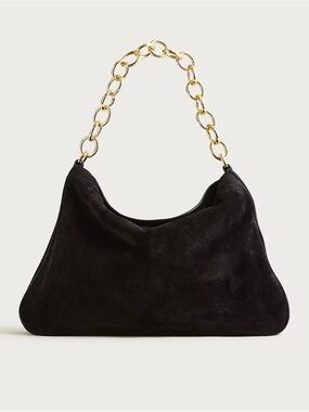 J Crew Berkeley Black Suede Chain-Handle Bag
